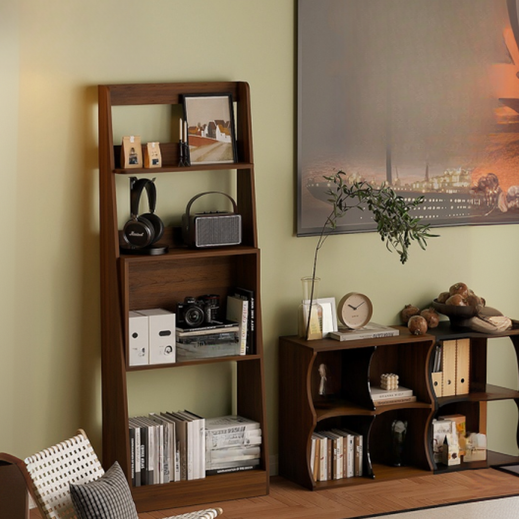 Retro Manufactured Wood Magazine Holder with Shelves, 15 in & Above Length, 10 in & Above Height, Independent