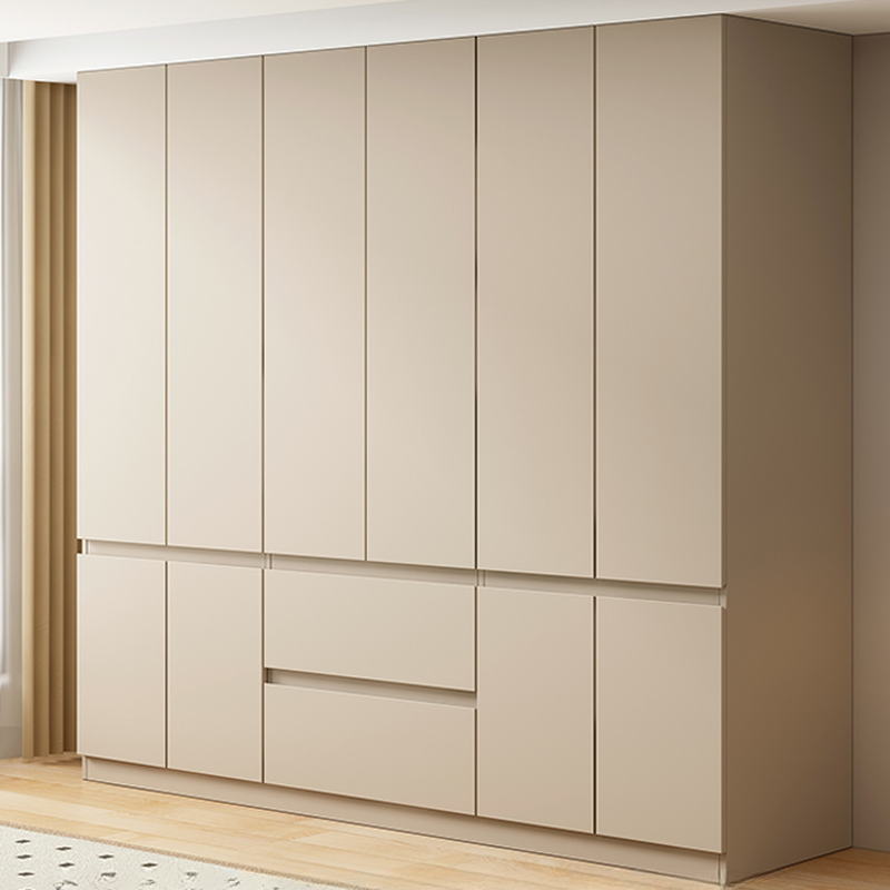 Chalk Modern Composite Wood Wardrobe Closet with Soft Close Drawer and Door, Interior Shelves, and Clothing Rod