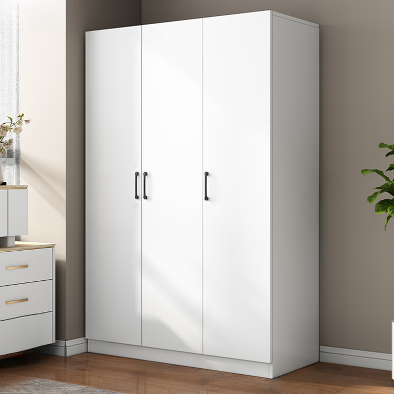 Chalk Modern Laminate Wardrobe Closet with Soft Close Door, Interior Shelves, and Clothing Rod