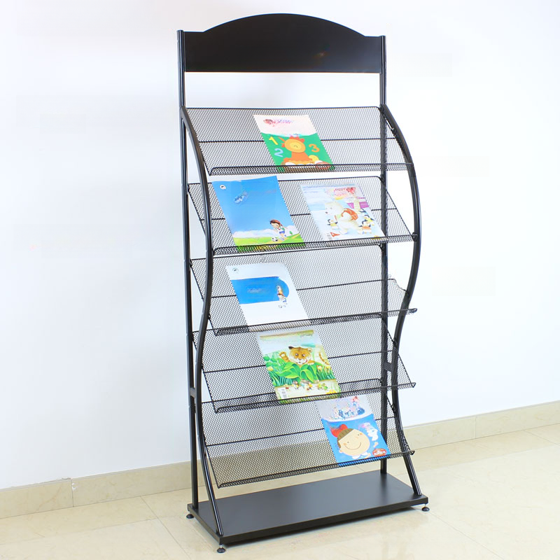 Art Deco Metal Magazine Holder with Shelves, 15 in & Above/11 to 15 in Length, 10 in & Above Height, Independent