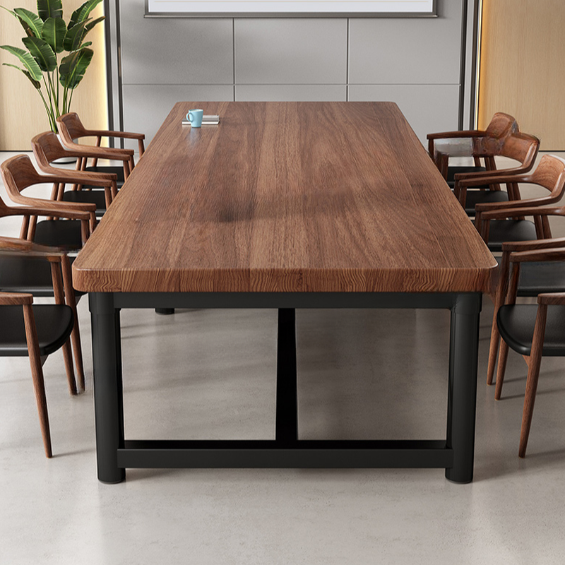 Cocoa Art Deco Meeting Table with Rust Resistant Rectangular Top for Seats 12+ in Solid Wood
