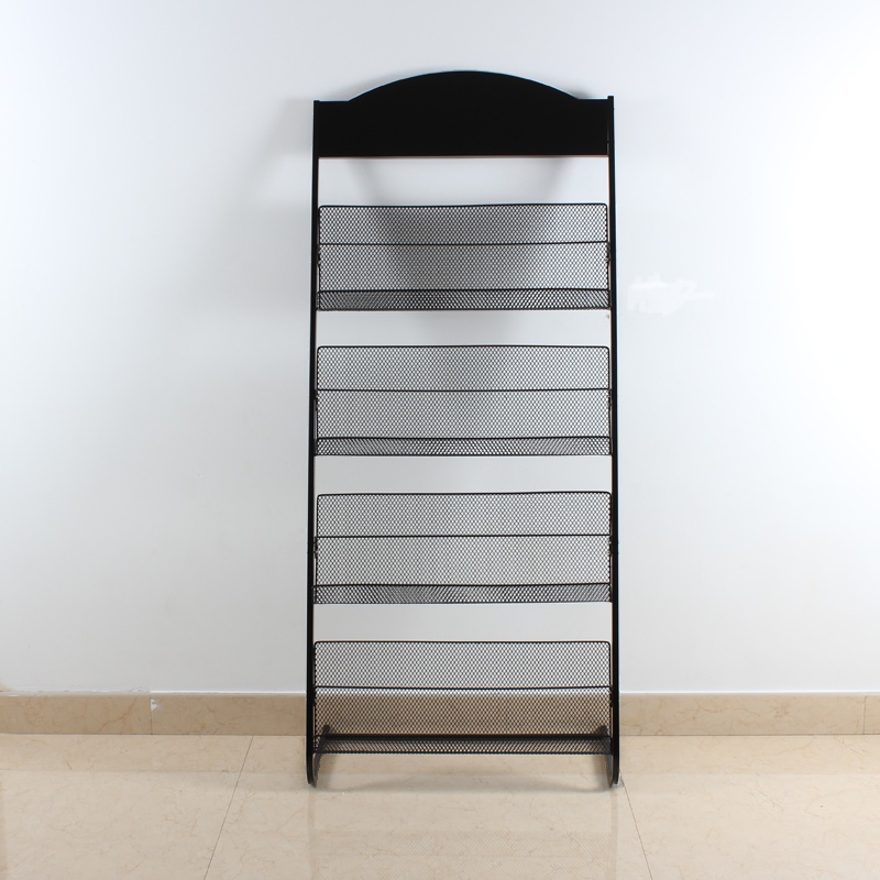 Art Deco Metal Magazine Holder with 15 in & Above Length and 10 in & Above Height, Featuring Shelves and Independent Free Standing