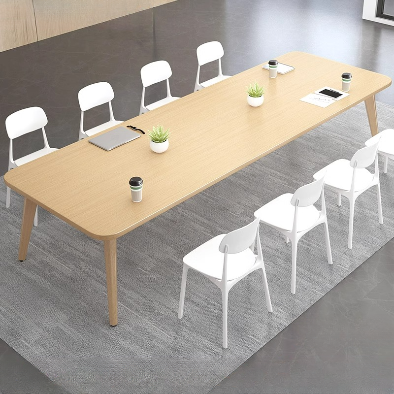 Warp-proof Rectangle Engineered Wood Conference Table with a Wood Grain Top for 8-person Seating/6-person Seating/for 4 in a Modern Simple Style