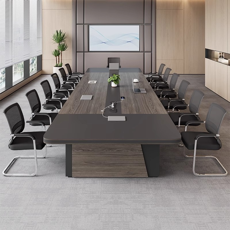 Contemporary Bend-resistant Cocoa Rectangle Conference Table with a Mdf Top for Seats 12+/6 People/12-person Seating