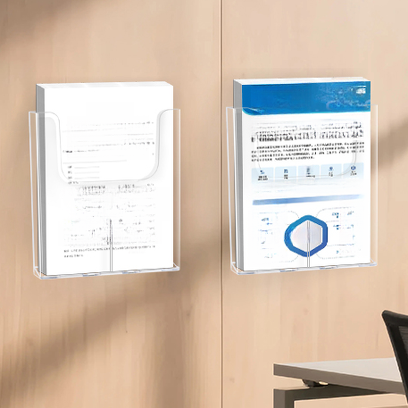 Transparent Art Deco Magazine Holder in Plastic & Acrylic, Length Up To 7 in/11 To 15 in/7 To 11 in, Height 4 To 6.9 in/7 To 9.9 in, with Shelves, Wall-mounted