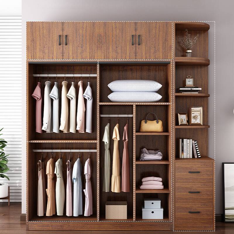 Cocoa Modern Composite Wood Wardrobe Closet with Soft Close Door, Interior Shelves, and Clothing Rod