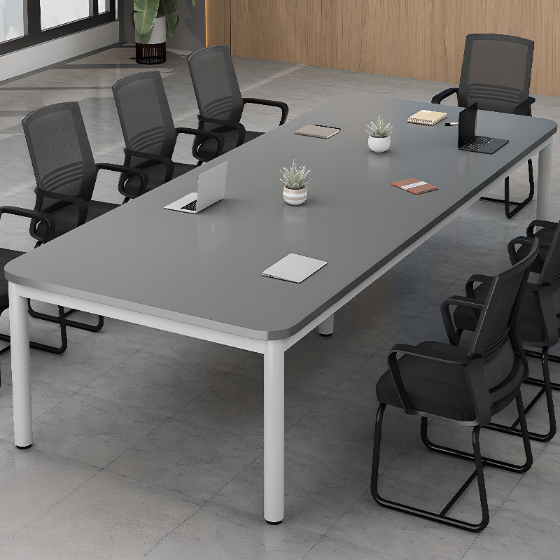 Dove Grey Casual Conference Table with Warp-free Rectangular Top for 6-person Seating in Manufactured Wood