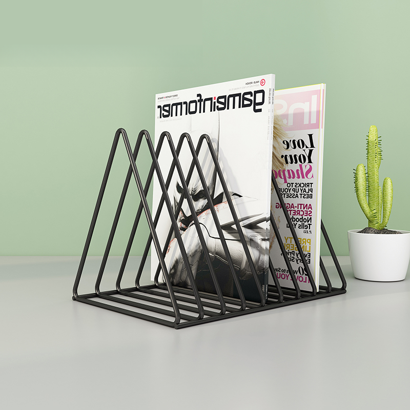 Art Deco Metal Magazine Holder, Up To 7 in/7 To 11 in Length, 7 To 9.9 in Height, Independent with Divider