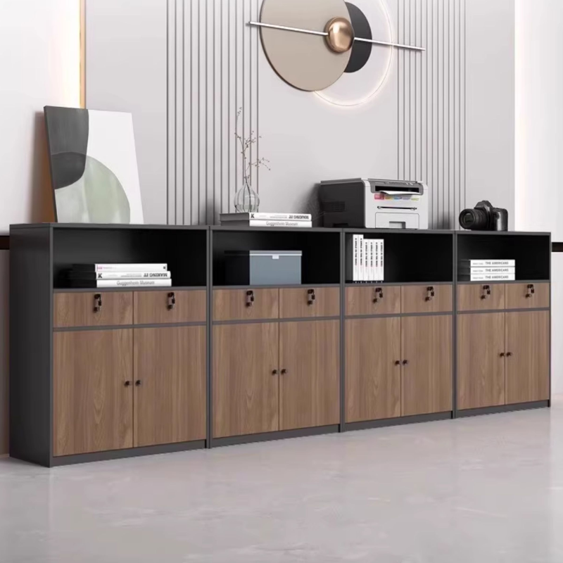 Art Deco 2-Wide/1-Wide/4-Wide Lumber Office Storage Cabinets with Shelves and Cupboard