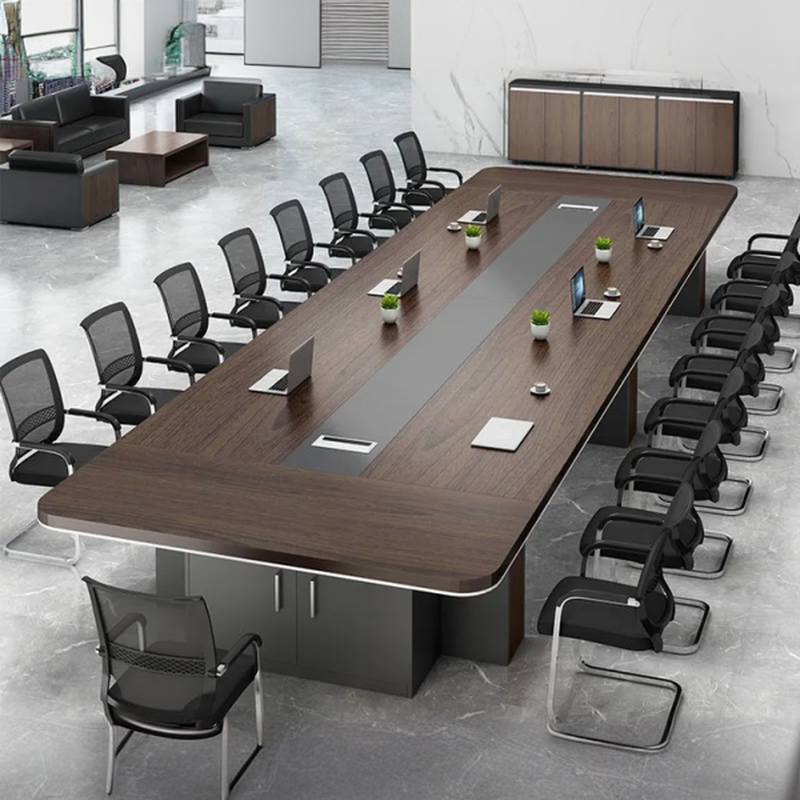 Auburn Art Deco Conference Room Table, Warp-proof Rectangular Shape, Seats 12+, Engineered Wood Tabletop