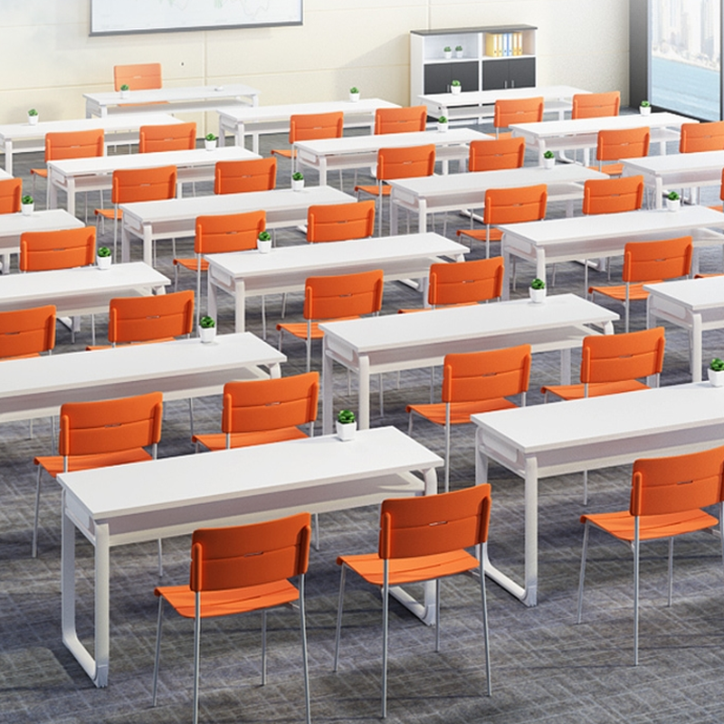 Casual Bend-resistant Chalk Rectangular Mdf Wood Conference Table for Seats 2/6-person Seating/4-person Seating with White Base