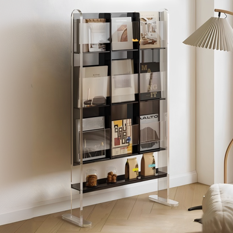 Art Deco Plastic & Acrylic Magazine Holder with Shelves and Divider, 15 in & Above Length, 10 in & Above Height