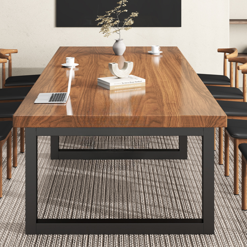 Modish Sepia Twist-resistant Rectangular Natural Wood Meeting Table for 8 People/4 People/6-seater