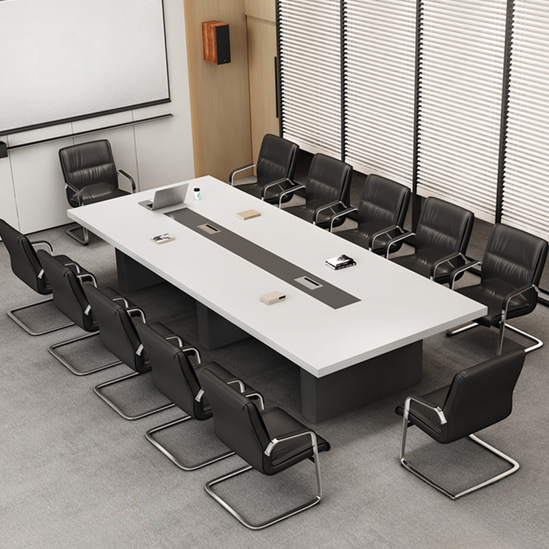 White Modern Simple Style Rectangle Conference Table Seats 12+/8-person Seating/10-person Seating with Engineered Wood