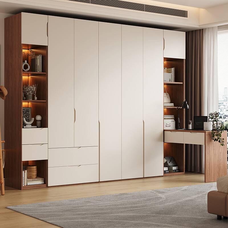 Chalk Modern Composite Wood Independent Wardrobe Closet with 2-Drawer, Soft Close Door, and Interior Shelves