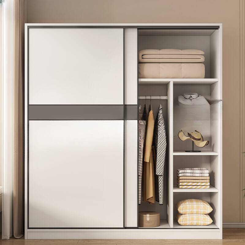 Chalk Modern Composite Wood Wardrobe Closet with 3-Drawer, Soft Close Door, Interior Shelves, and Clothing Rod