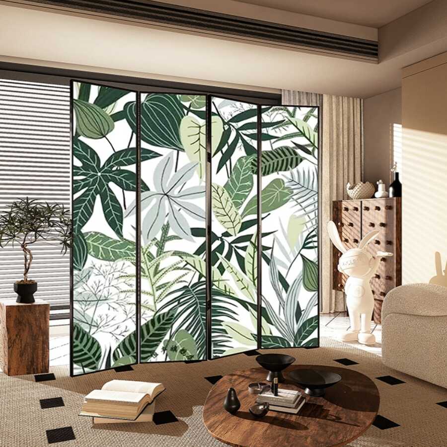 Multi-Colour Modern Opaque Pop Up Room Separator Wall with Alloy Frame and Double Sided Print