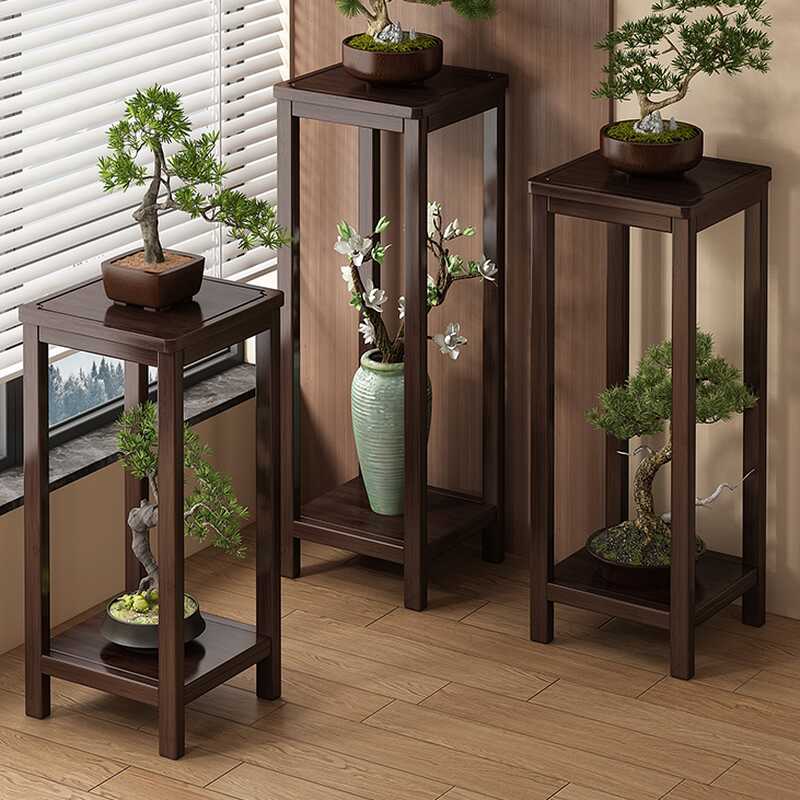 2 Tiers/1 Tier Square Plant Stand Side Table with Laminate Top, 1 Piece Set, and Legs Base