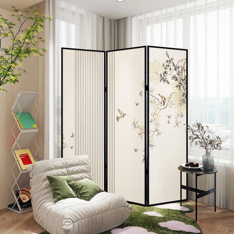 Multicolour Art Deco Opaque Compact Timber Screen Divider with Double Sided Print