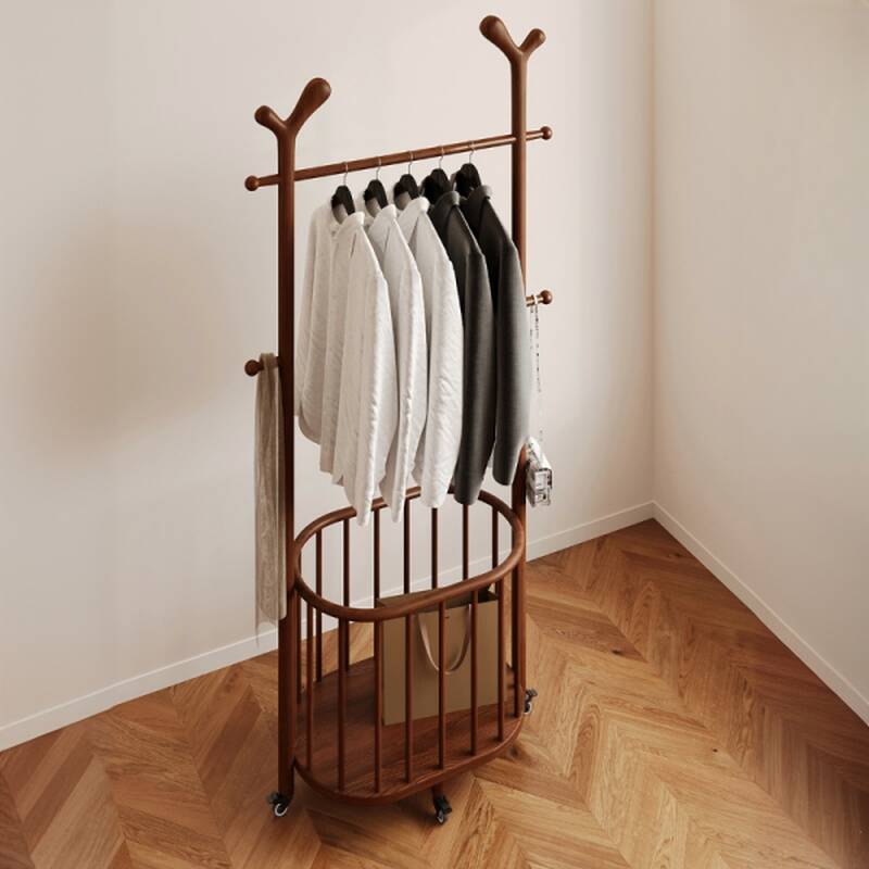 Simplistic Hall Tree with Receptacle Storage, 1 Shelf, Natural Wood Frame, and Wood Hook