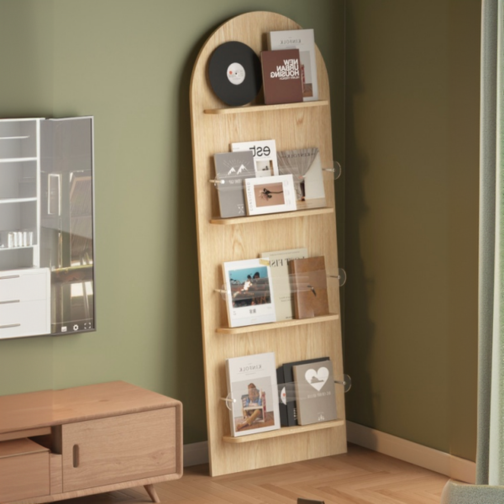 Art Deco Magazine Holder in Laminate, 15 in & Above Length, 10 in & Above Height with Shelves, Independent