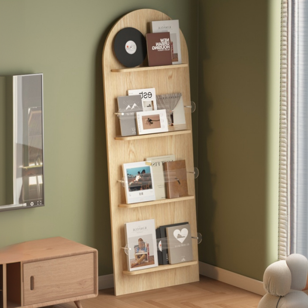 Art Deco Magazine Holder in Manufactured Wood with Shelves, 15 in & Above Length, 10 in & Above Height, Independent