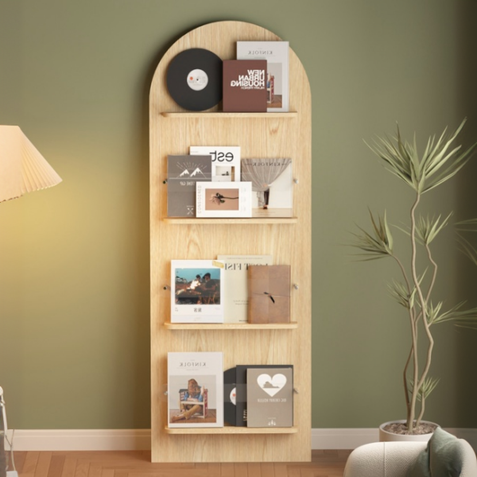 Art Deco Manufactured Wood Magazine Holder with Shelves, 15 in & Above Length, 10 in & Above Height, Independent