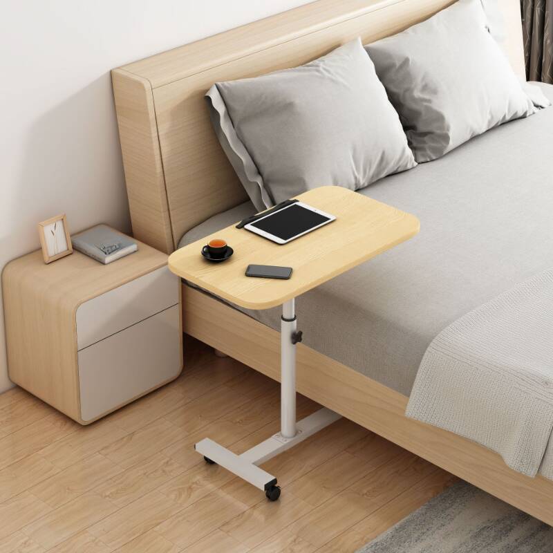 Maple Casual Composite Wood Laptop Cart with Adaptable Height, Swivel Wheels, and Tilt