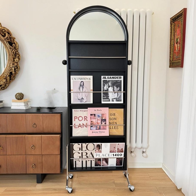 Art Deco Natural Wood Magazine Holder, 15 in & Above Length, 10 in & Above Height, with Shelves, Independent