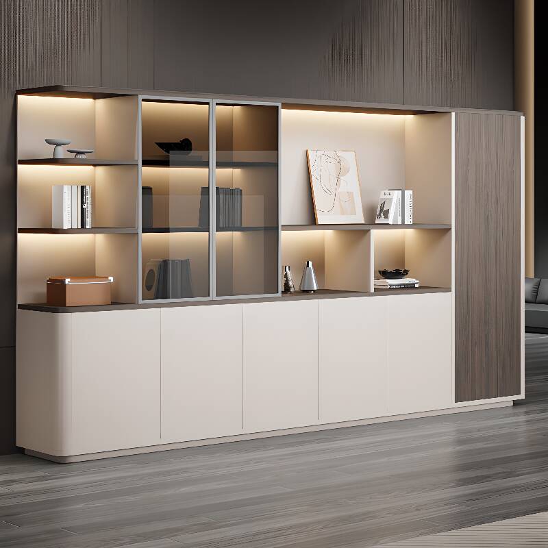 Filing Cabinet Console with Lighting, Office Storage Closet, 5-Wide or More