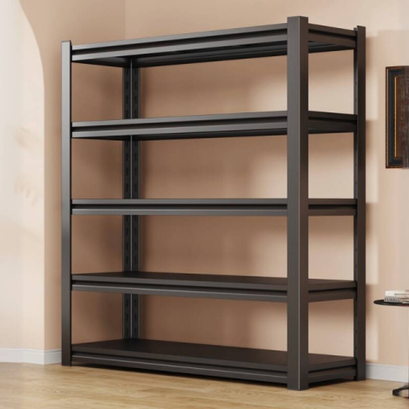 Midnight Black Casual Steel Storage Shelf Rack, Unattached
