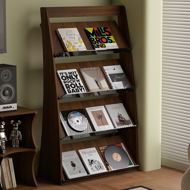 Cocoa Art Deco Laminate Magazine Holder, 15 in & Above Length, 10 in & Above Height, with Shelves, Independent