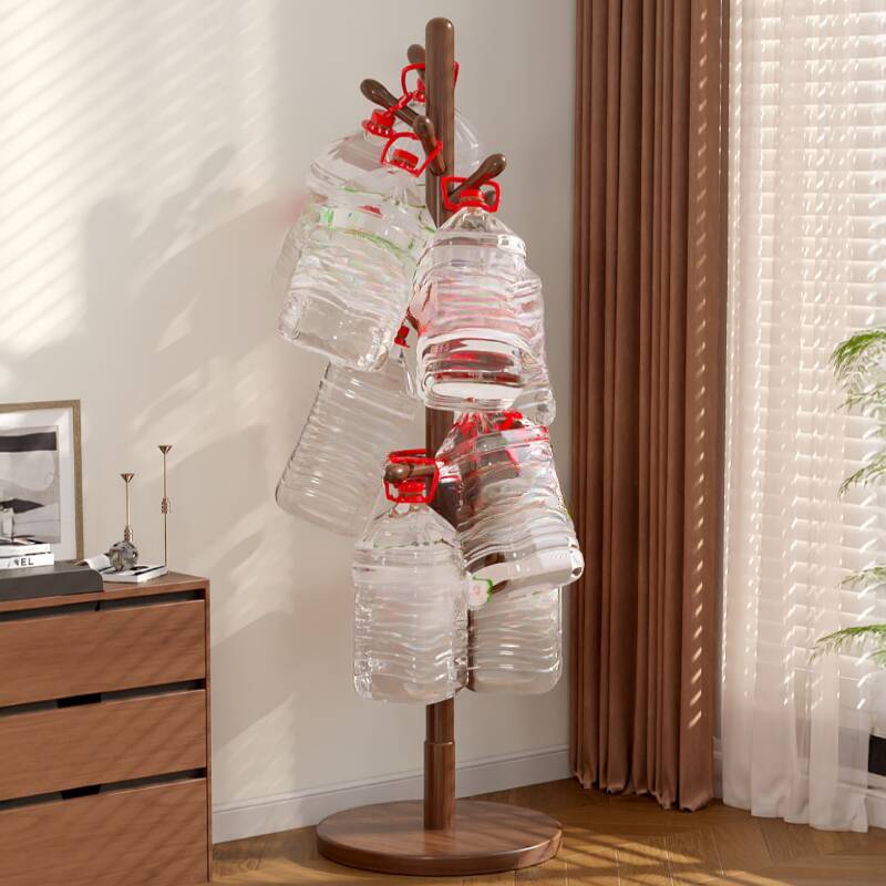 Modish Coat Tree with Natural Wood Frame and Wood Hook