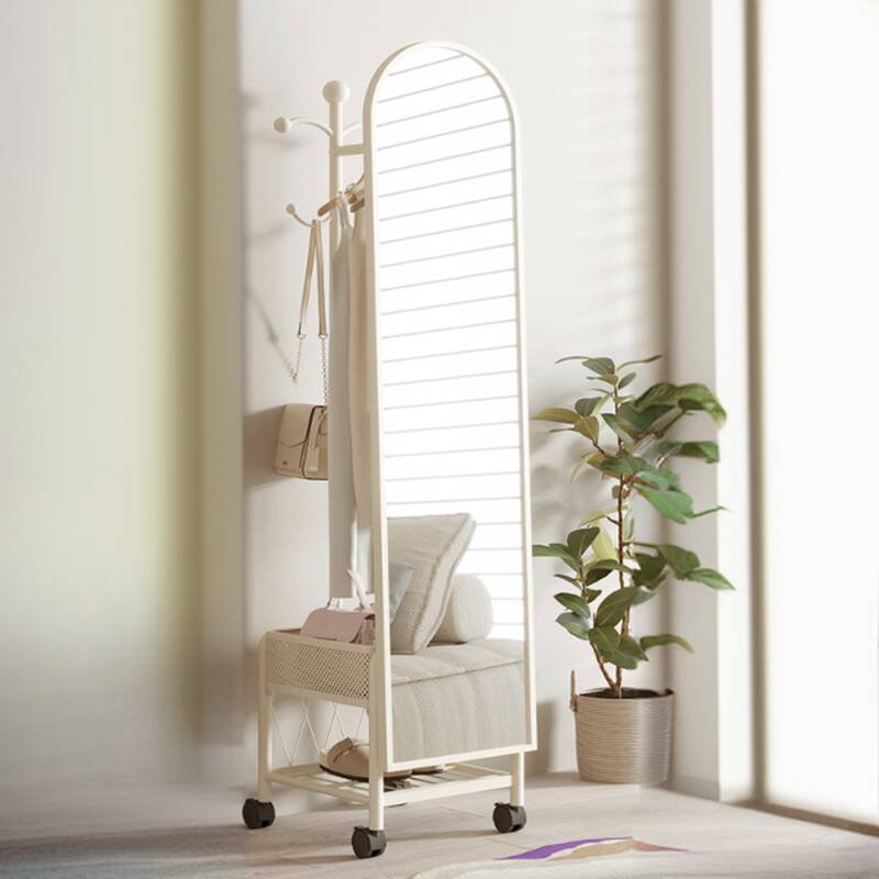 Casual Coat Tree with Repository, 1 Shelf, 1 Basket, Mirroring, and Alloy Hook