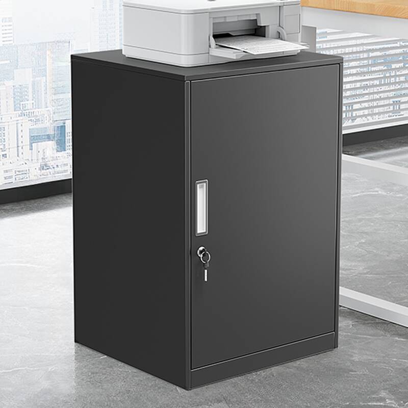 Matte Black Steel Filing Cabinet Console with Warp-free Wheels, Drawers, Adjustable Shelving, and 1-Wide Compartment