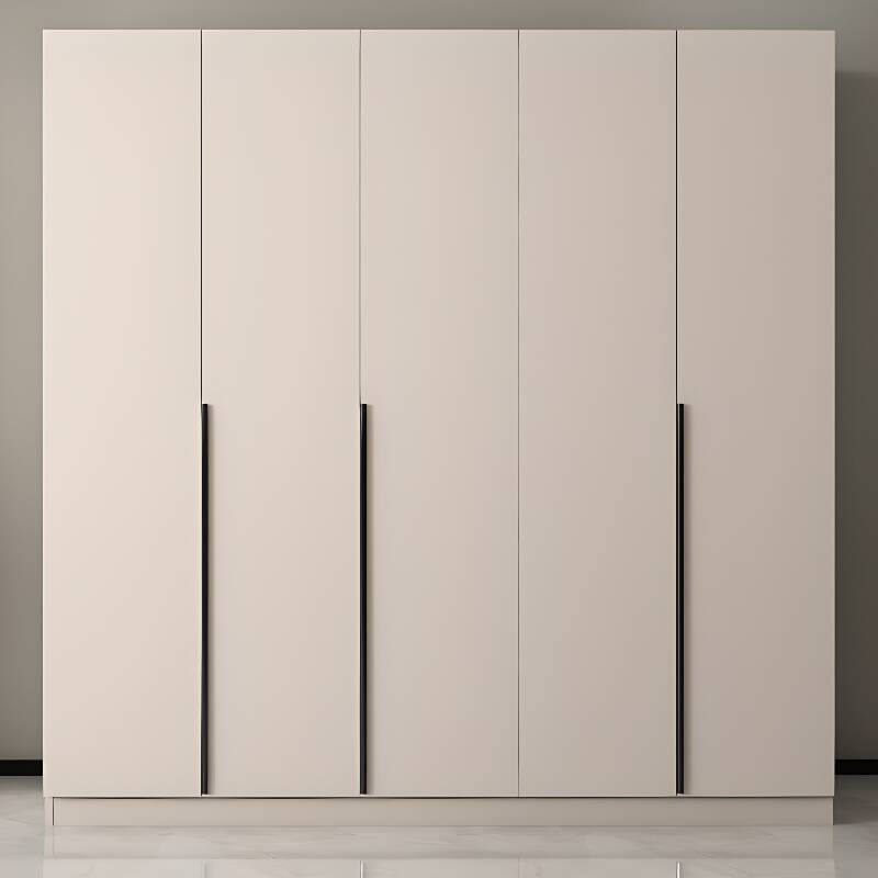 Tan Contemporary Reclaimed Wood Almirah with Soft Close Door, Interior Shelves, and Hanging Rod