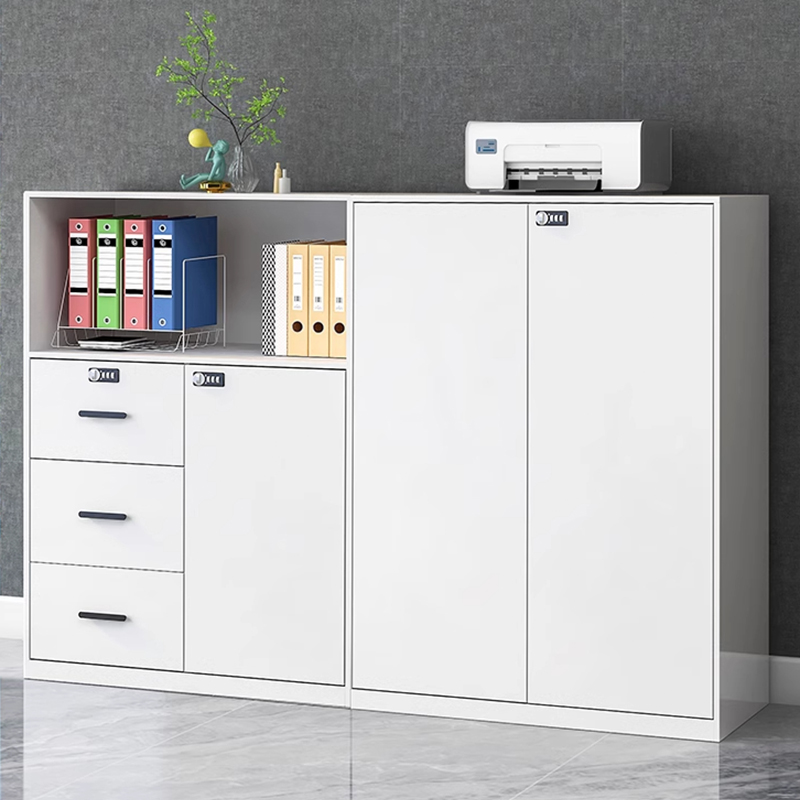 White Steel Office Storage Furniture, Rust Resistant Locker with Variable Shelf and Locking Door, 1-Wide/2-Wide