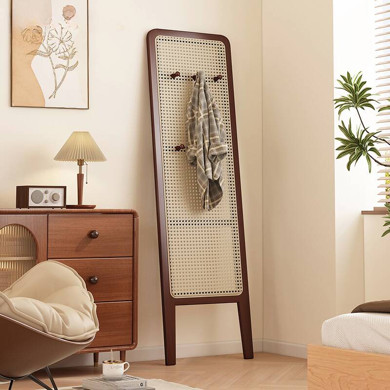 Modern Indoor Translucent Pop Up/Single Panel Room Separator Wall with Rattan Screen and Independent Free Standing Design