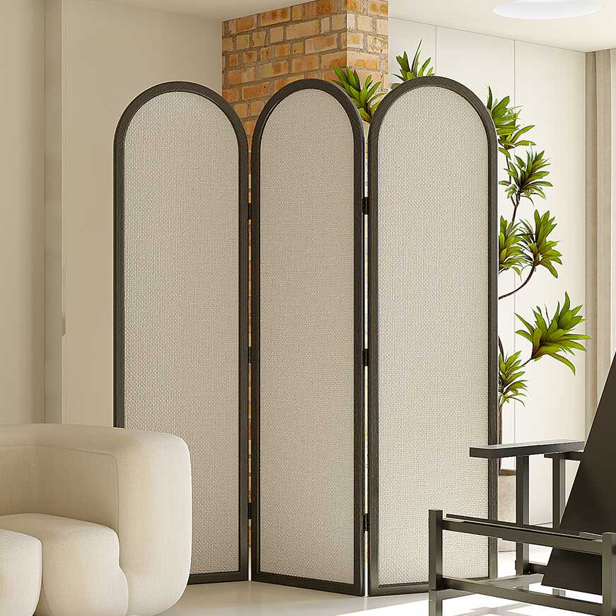 Light Gray Modern Indoor Opaque Pop Up Pine Wood Room Separator Wall with 3 Panels