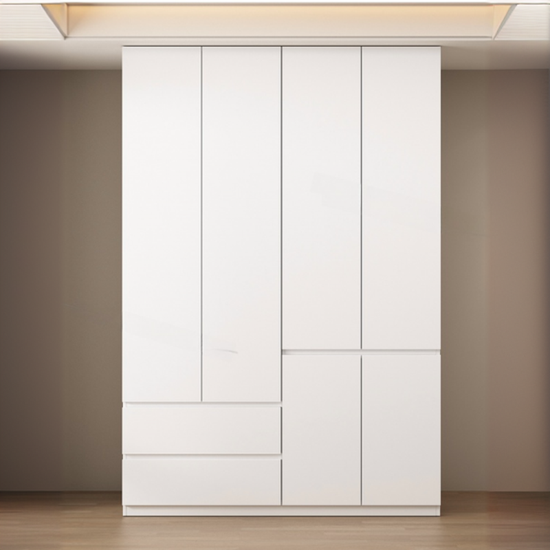 Chalk Modern Reclaimed Wood Armoire Cabinet with Soft Close Drawer, Soft Close Door, Interior Shelves, and Clothing Rod