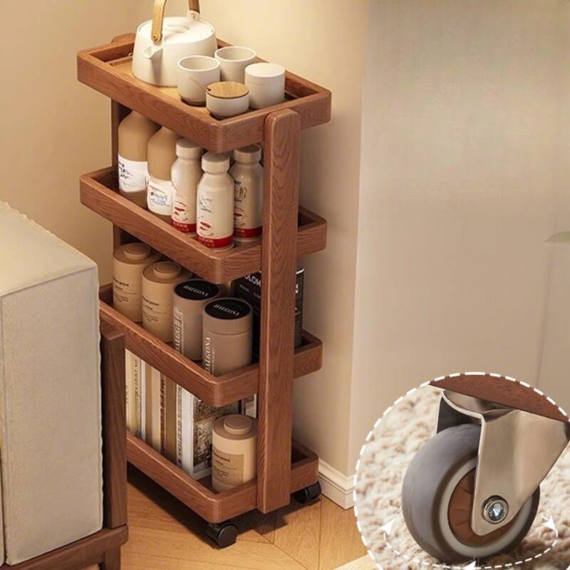 Modern Swivel Rubberwood Tower Shelf