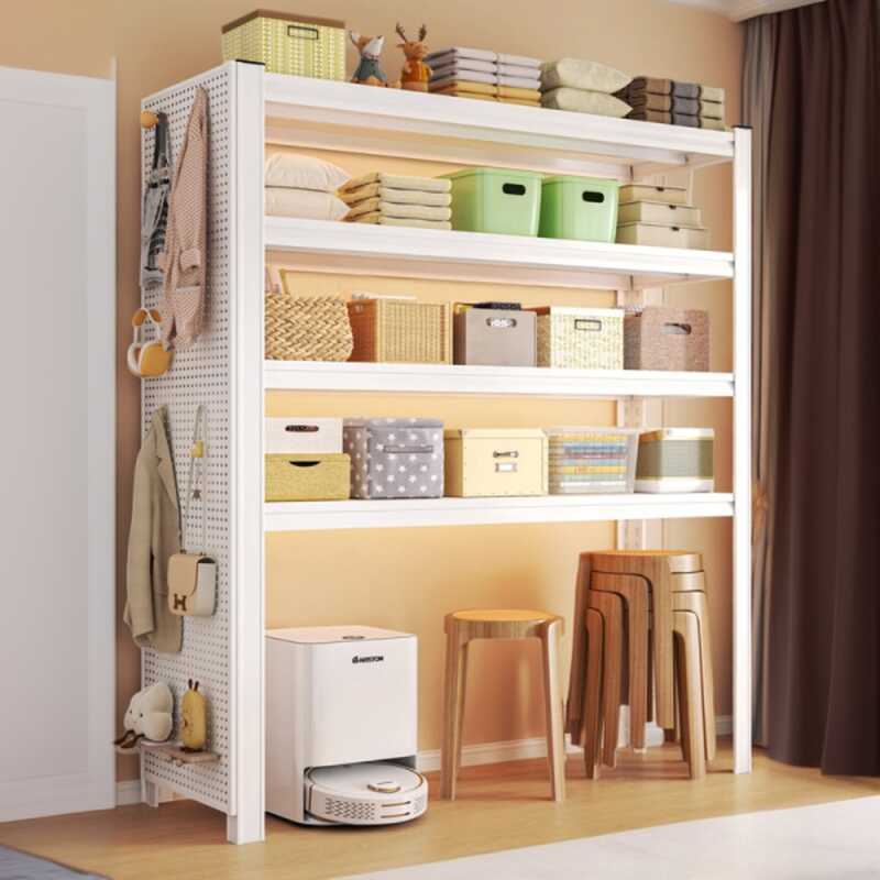 Industrial Steel Tower Shelf with Adjustable Shelves and Independent Installation