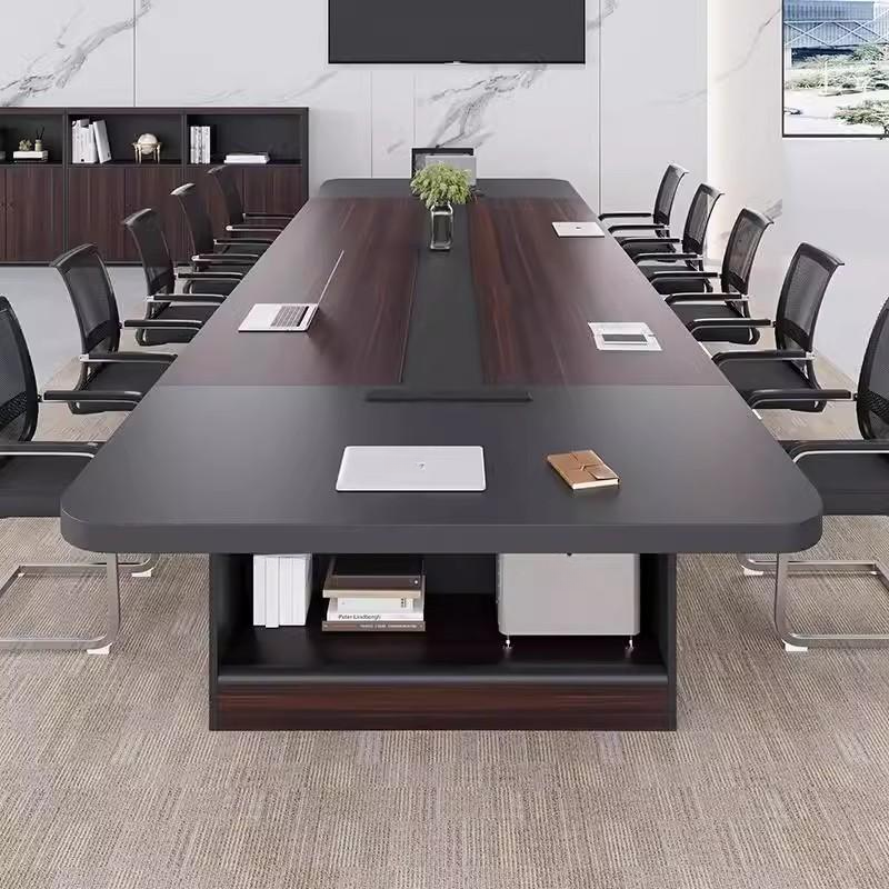 Cocoa Art Deco Wear Resistant Rectangle Meeting Table for Seating 12+ with Manufactured Wood Tabletop