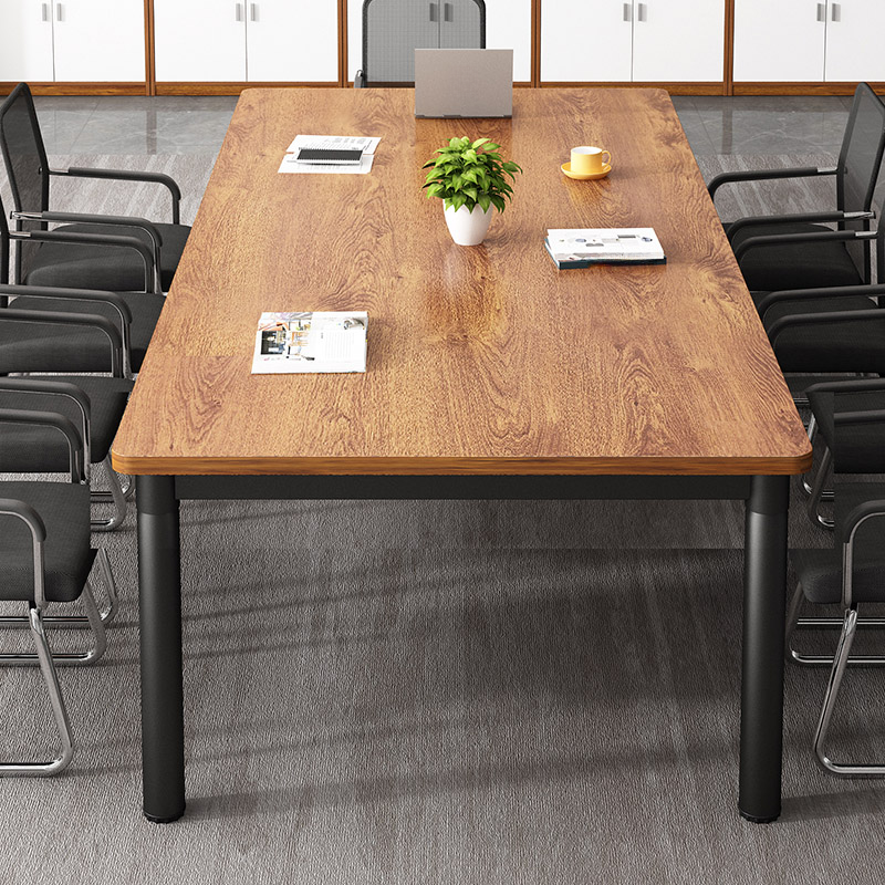 Light Natural Brown Art Deco Meeting Table, Twist-resistant, Rectangle Shape, Seats 8, Manufactured Wood Top