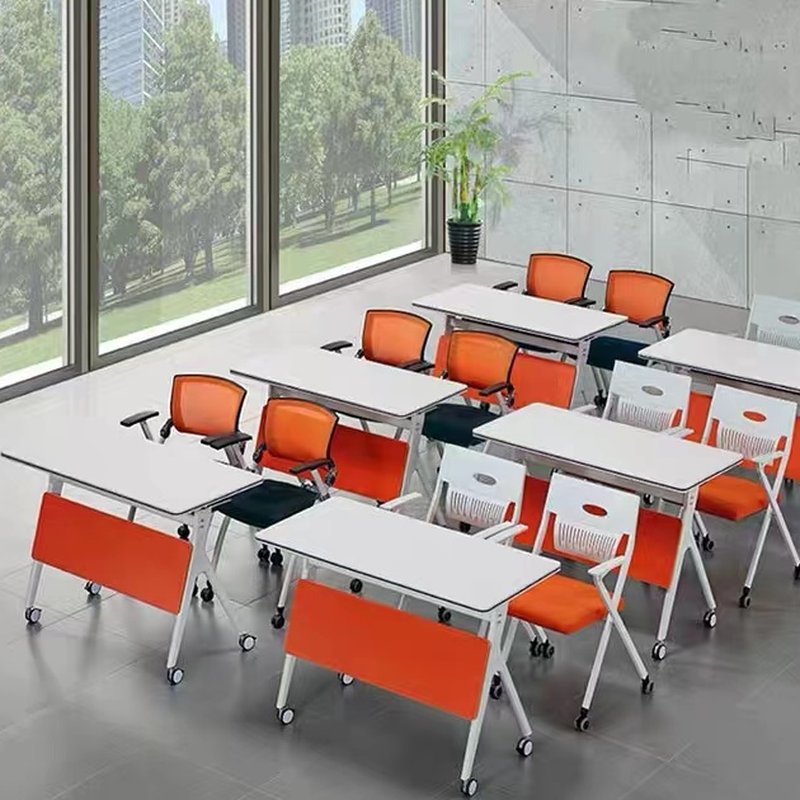 White Art Deco Meeting Table, Wear Resistant, Rectangular Shape, 4-person Seat, Modular Configuration, Manufactured Wood Top