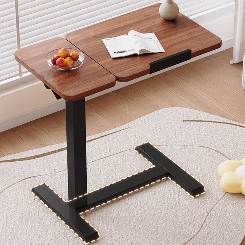 Casual Composite Wood 1 Tier Laptop Cart with Lifting Airlift, Swivel Wheels, Stand Vertical Installation, and Tilt Feature