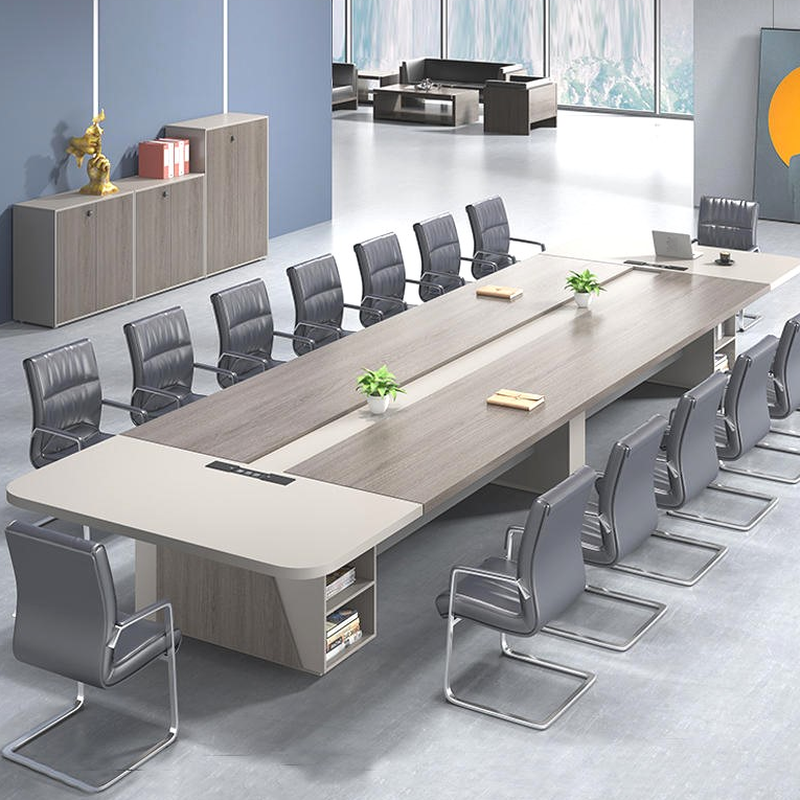 Contemporary Ivory Mdf Top Rectangular Conference Table Seats 12+/12-person Seat/Seats 10, Anti-abrasion