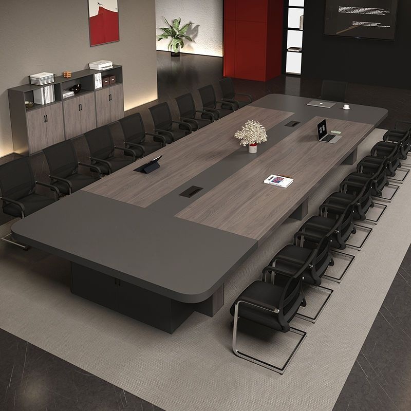 Auburn Simplistic Office Conference Table with Twist-resistant Rectangular Top for 12+ Seating in Faux Wood