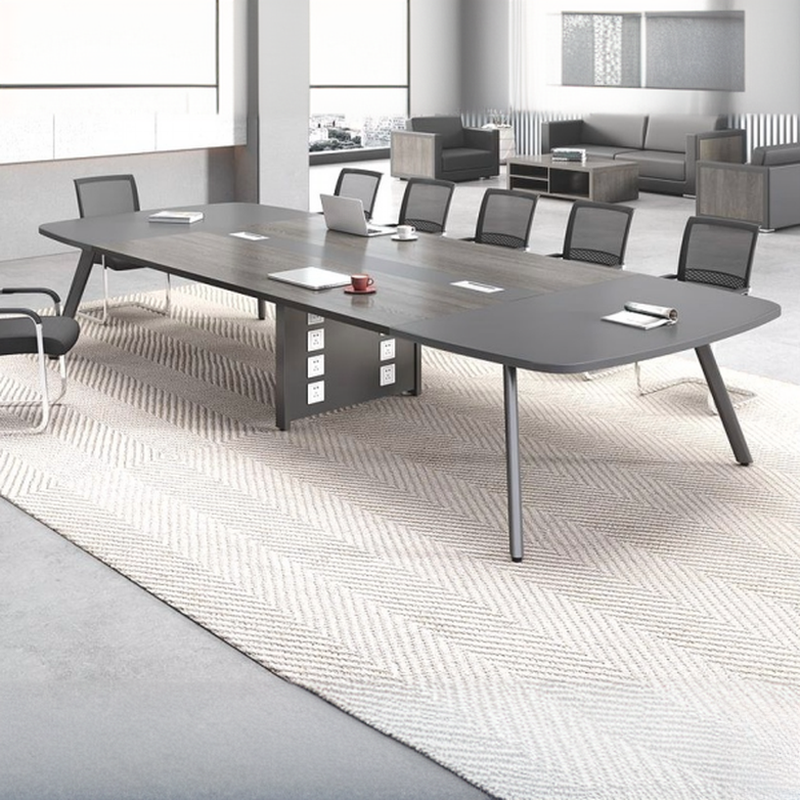 Cocoa Art Deco Boat Shaped Meeting Table, Twist-resistant, Seats 12+, Manufactured Wood Top