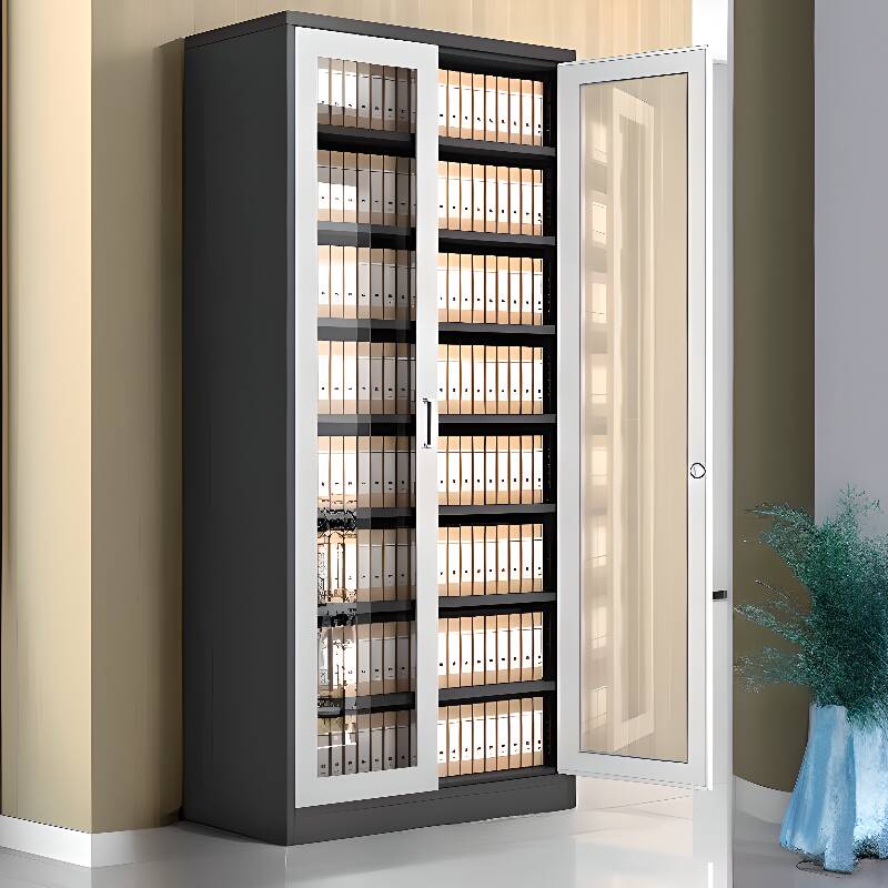 Dark Gray Casual Steel Office Storage Furniture with Locker, Variable Shelf, and Locking Door, 1-Wide